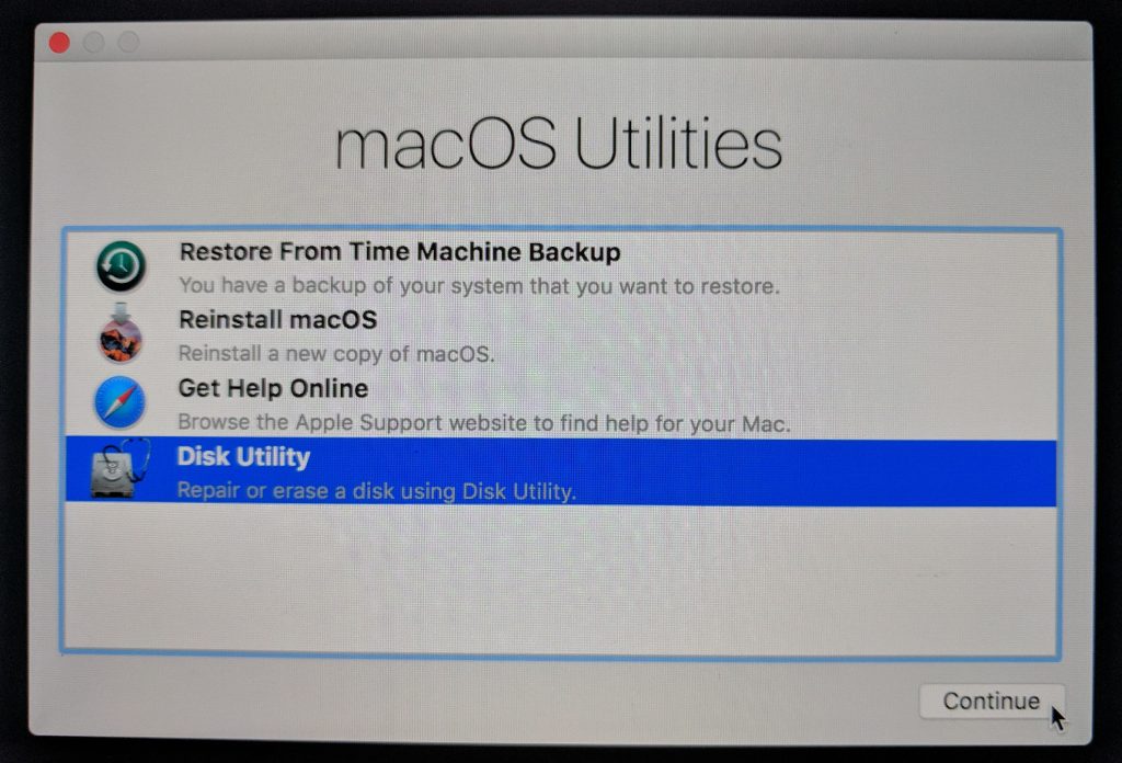 macOS Utilities > Disk Utilities