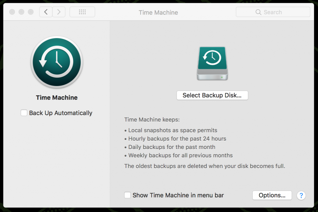 MacBook backup with Time Machine