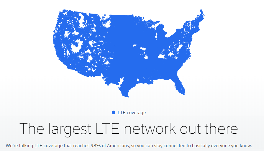 Xfinity Mobile LTE Coverage (Verizon Network)