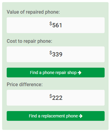 Swappa Repair Calculator Output - Samsung Galaxy Note 10 256GB Screen Replacement