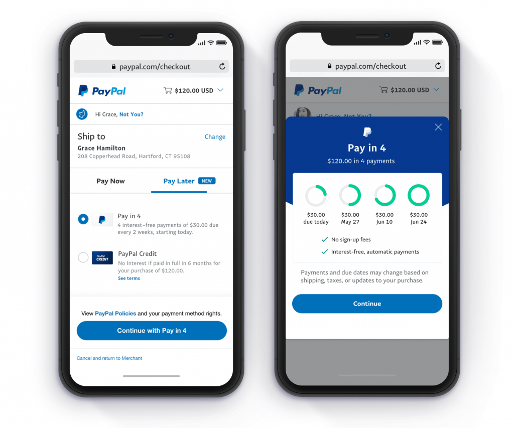 PayPal Pay in 4 screenshots