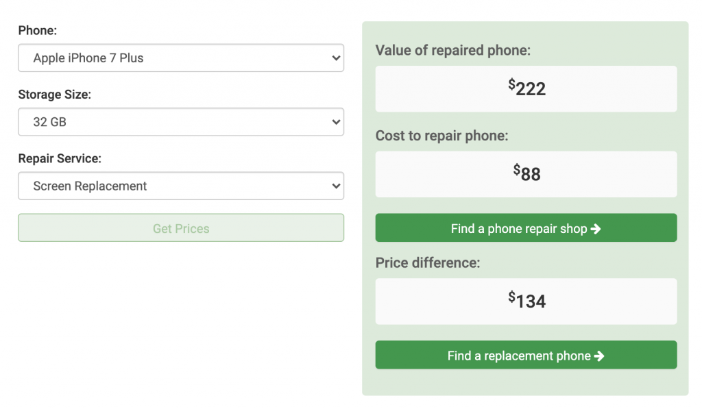 iPhone 7 Plus Screen Repair Calculator