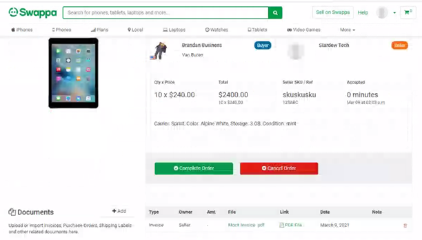 Swappa B2B Exchange - How to pay for items and upload documentation