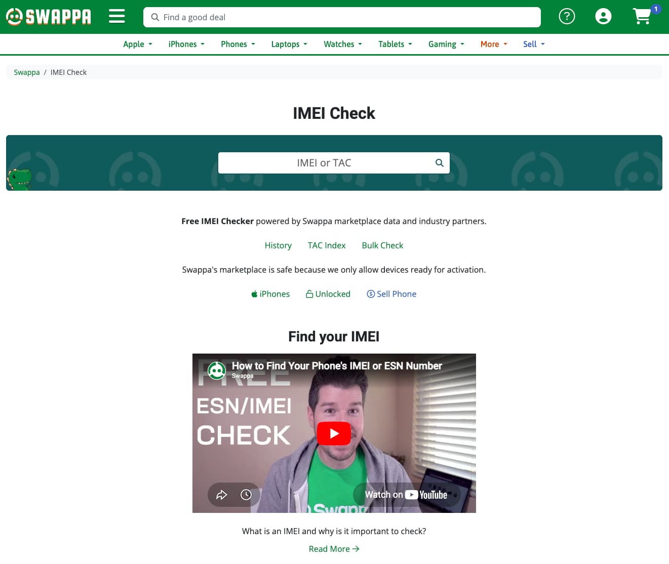 Swappa free IMEI check