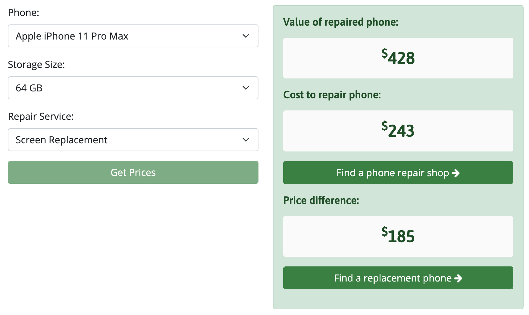 Swappa Repair Calculator: Apple iPhone 11 Pro Max Screen Replacement Price