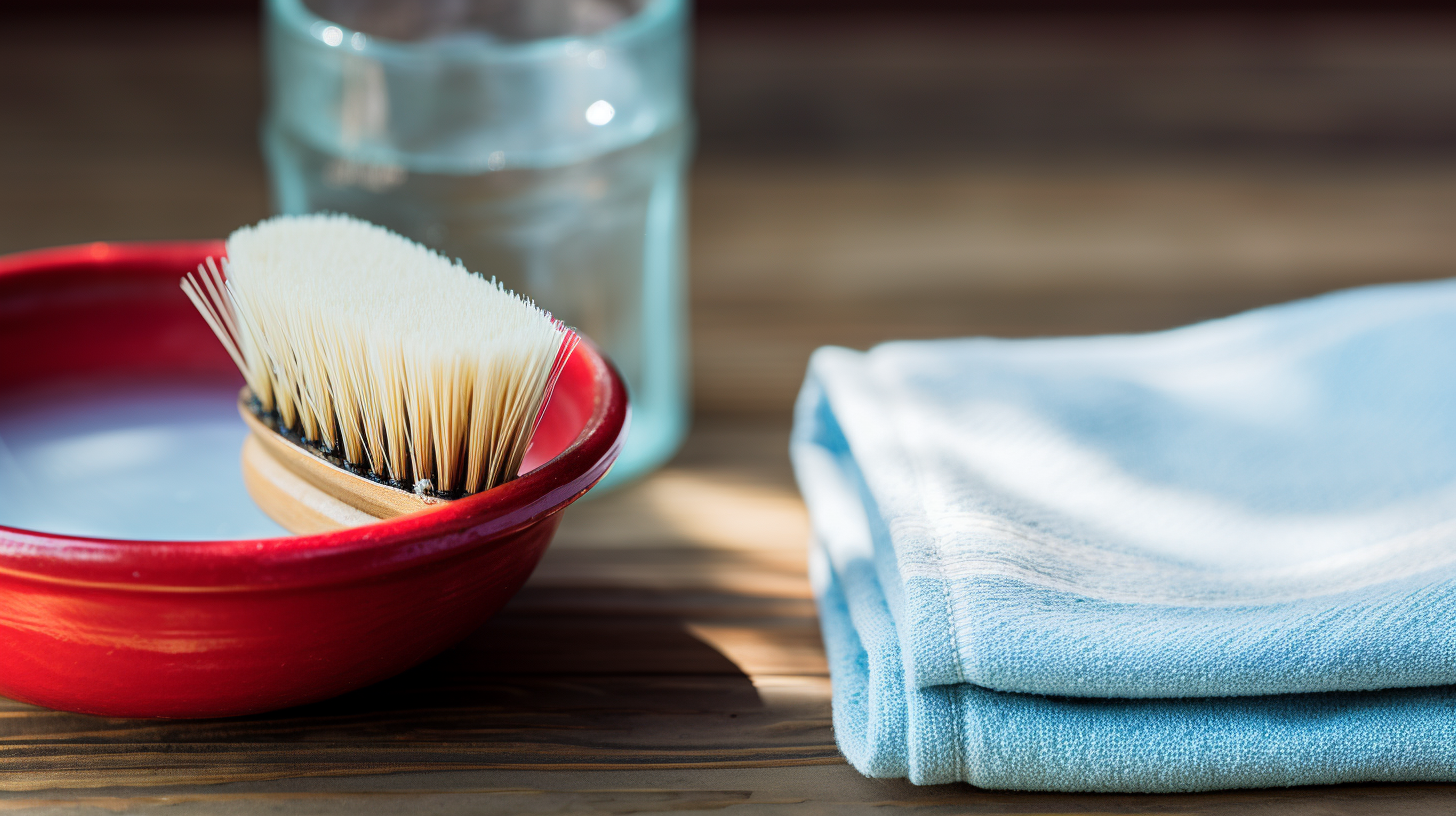 Tools needed to clean sneakers on a table